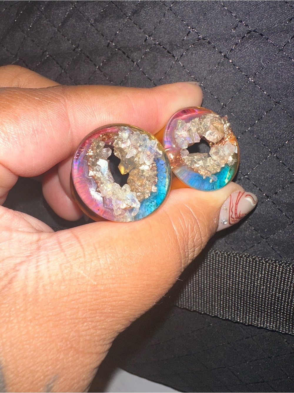 25mm Handmade Rainbow Geode Crystal Plugs
